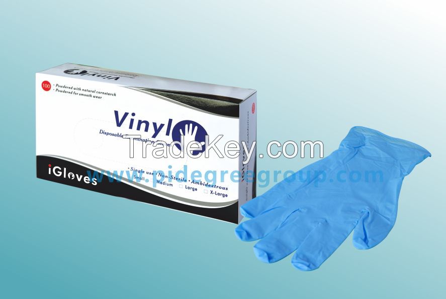 Medical Vinyl Exam Gloves with Blue