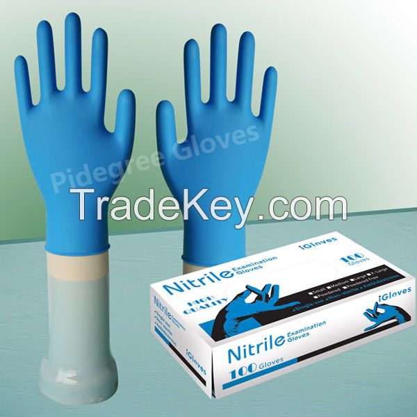 OEM Disposable Malaysia Industrial Grade Blue Nitrile Gloves