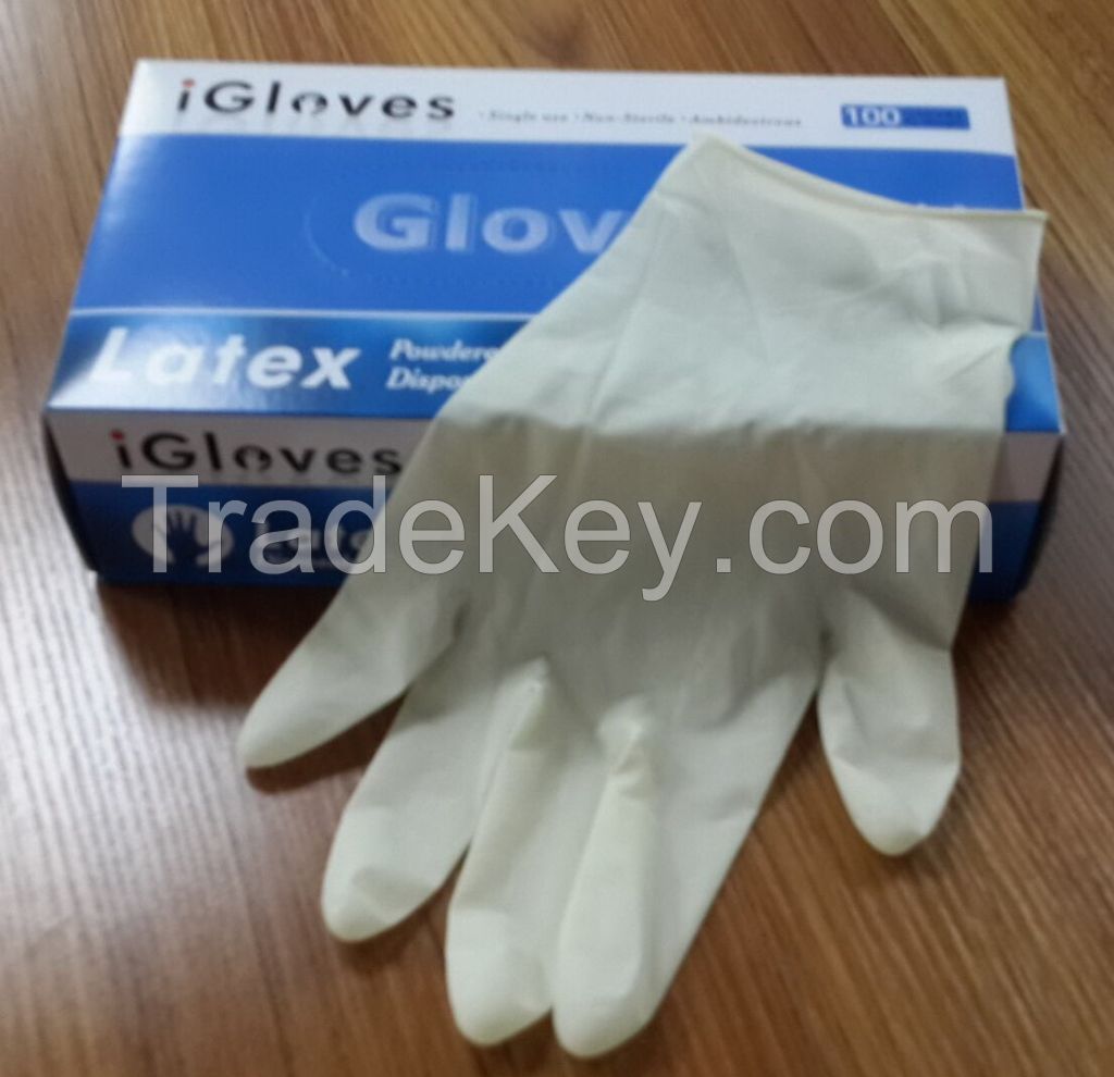 Private lable boxes available medical materials pre powder latex gloves