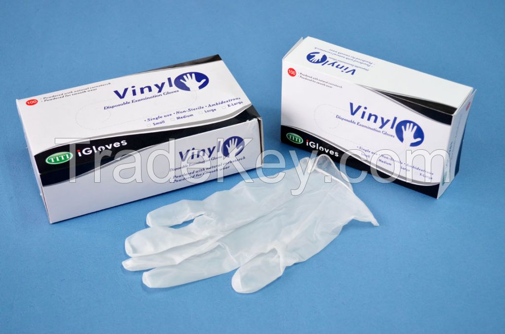 Surgical supplier type & medical materials clear color vinyl gloves powdered