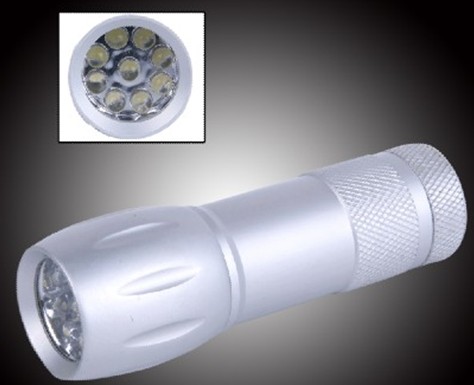 9 LED torch , silver/black color