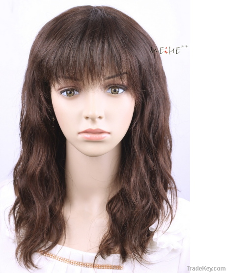 100% HUMAN real hair lace wig long roll fluffy wig hair female