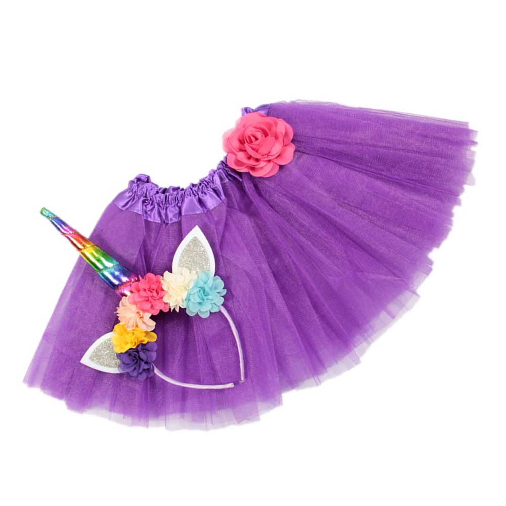Unicorn Headband Princess Tutu Skirt Baby Girls Clothes Rainbow Kids Party Tutu for Girls Skirts set