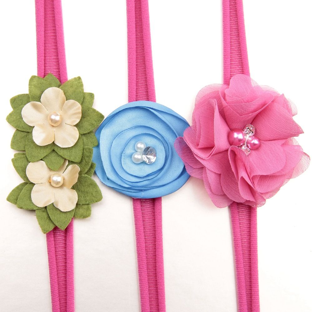Baby Girls Newborn Headbands Hairband Flower HeadBand 3 PCs Set