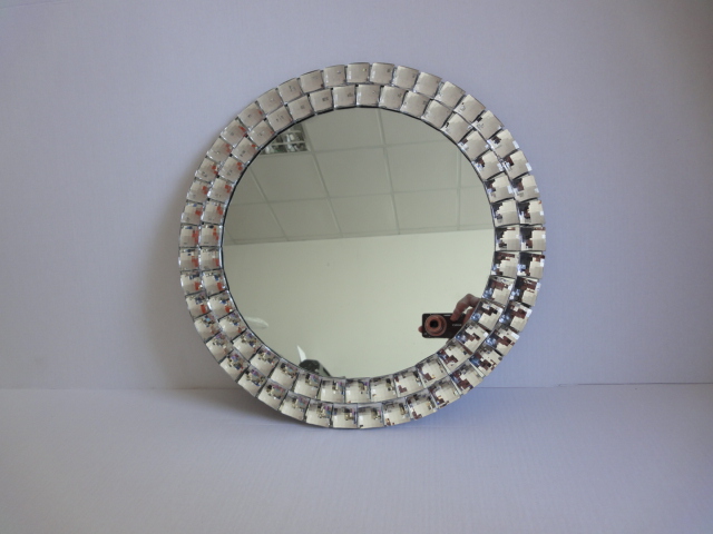 Dia.40cm, Round mirror with acrylic jewel for decoration