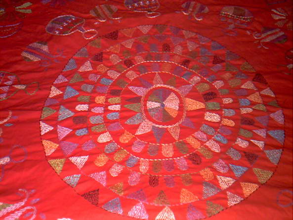 Hand Stitched Decoratiave Embroidery Bed Spread and Quilt
