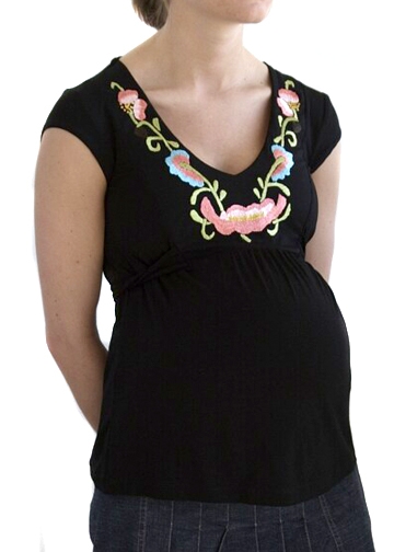 Maternity blouse with embroidery