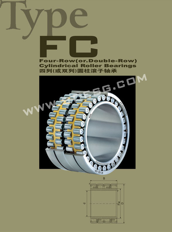 Four-row or Double-row Cylindrical Roller Bearing, rolling mill bearing