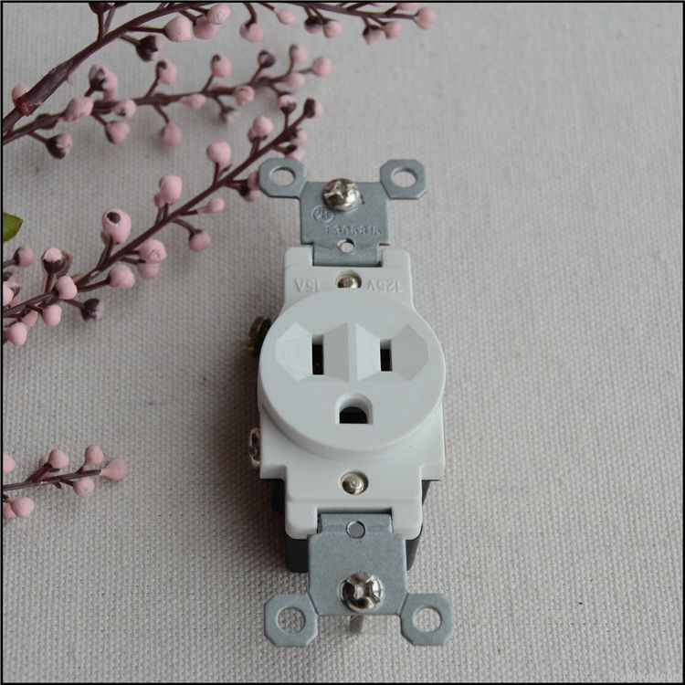 UL Listed 15-Amp White Single Electrical Receptacles Types