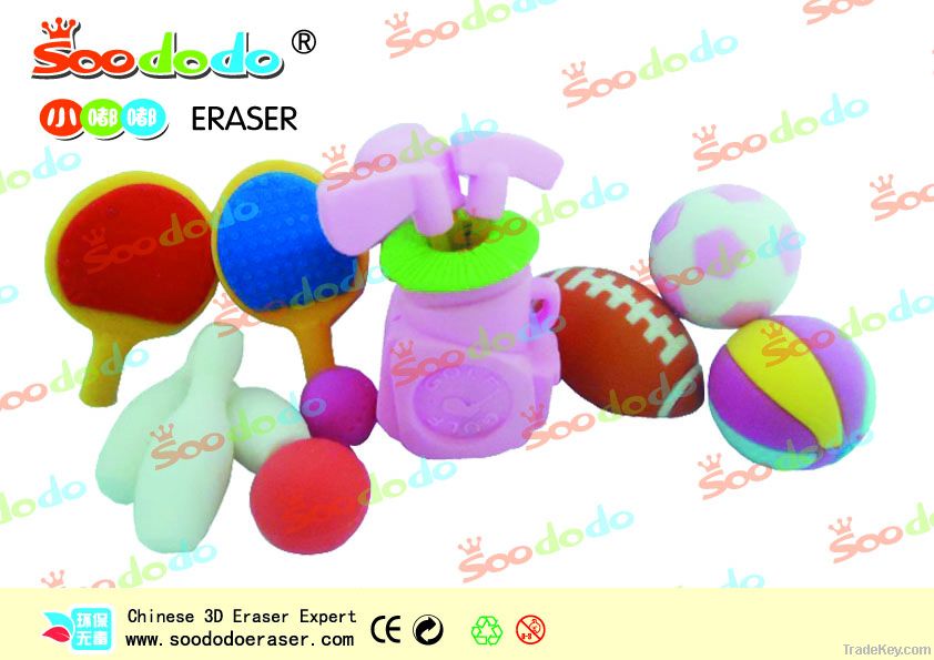 Soododo 3d Sports Club Erasers, Golf Eraser, Bowling Eraser