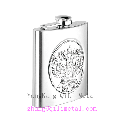 stainless  steel embossed hip flask with