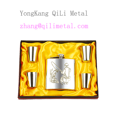 stainless  steel hip flask  gift set  ql-05