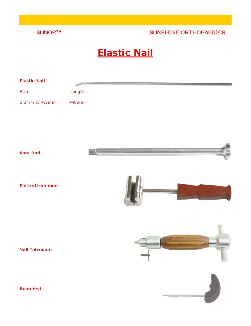 Titanium Elastic Nail and Instruments By Sunshine Orthopaedics SUNOR, India