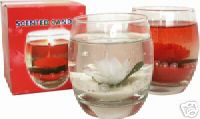 GIFT SCENTED FLOWER GEL CANDLE IN GLASS RED/WHITE