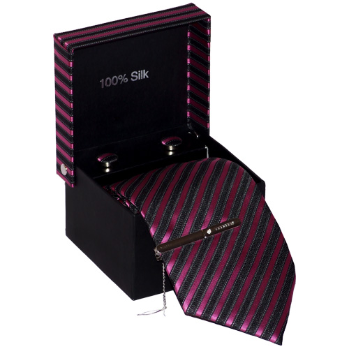 Silk Tie Set (Tie+Tie Clip+Cuff-links+handkerchief+Gift Box) Wholesale
