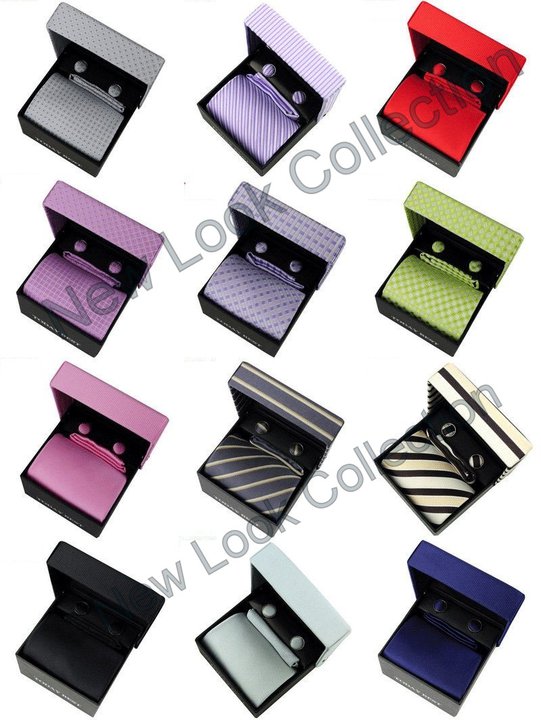 Silk Tie Set (Tie+Tie Clip+Cuff-links+handkerchief+Gift Box) Wholesale