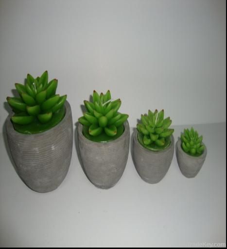 cactus plant flower paraffin wax candle with cement candle holder