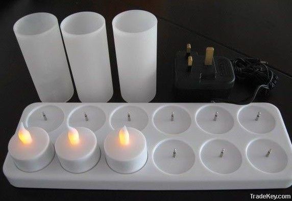 set 12 rechargeable flameless led tealight candles with rustic candle