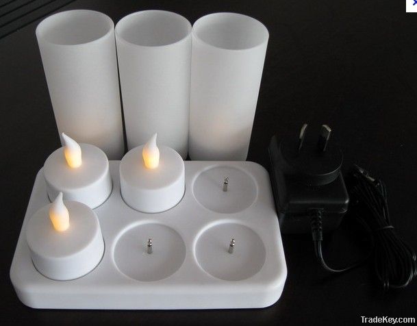 set 6 rechargeable tealight flameless led candles with rustic candle