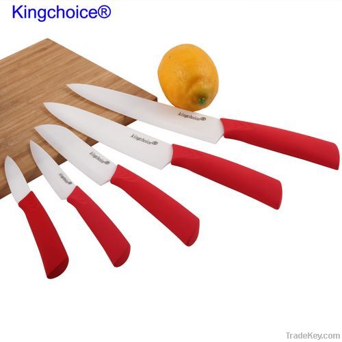 Red colored handle ceramic kitchen knife