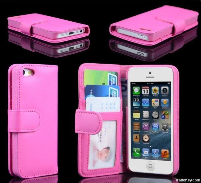 iphone 5 flip premium leather case with card holder