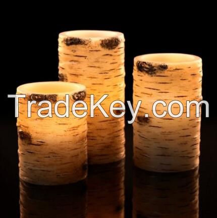 Flameless Candles With The effect Of Birch Bark