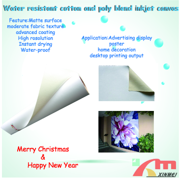 Water Resistant Cotton and Poly blend Inkjet Canvas