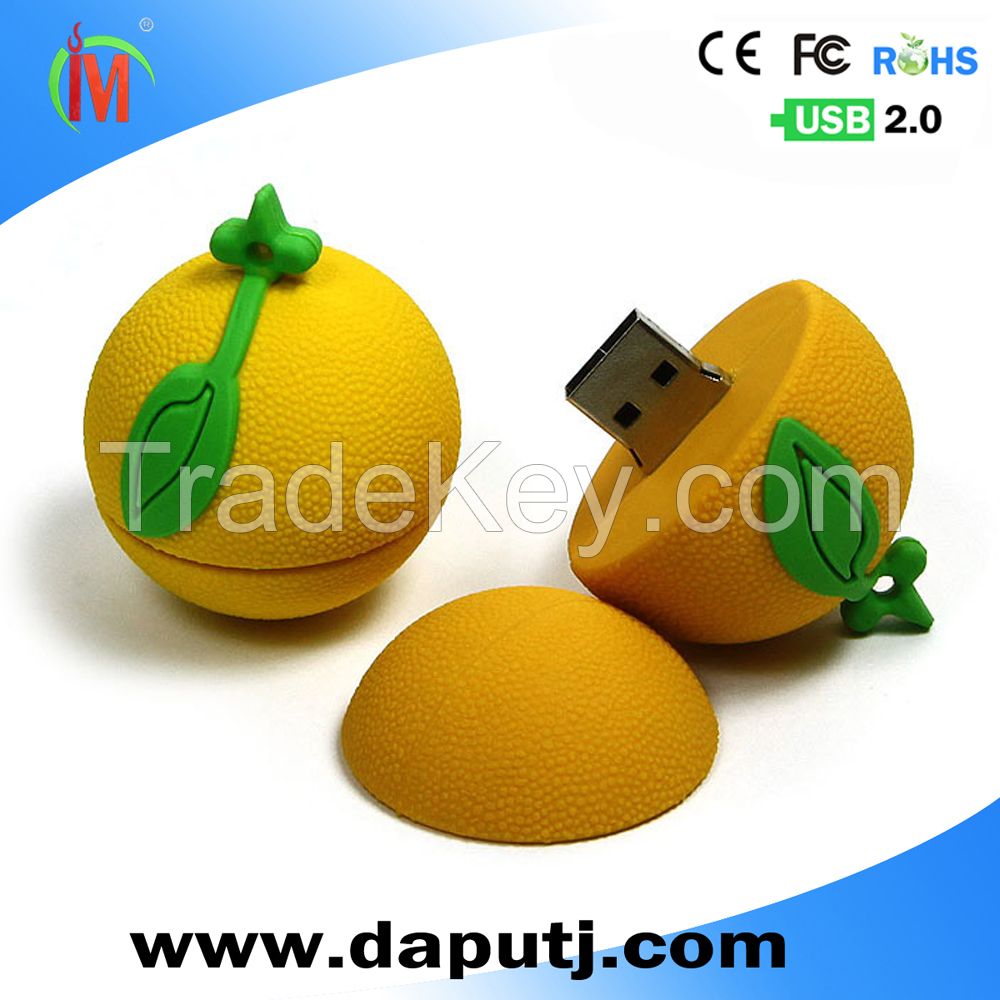 creative novel design orange shaped pvc usb pendrive 2gb 4gb 8gb whole