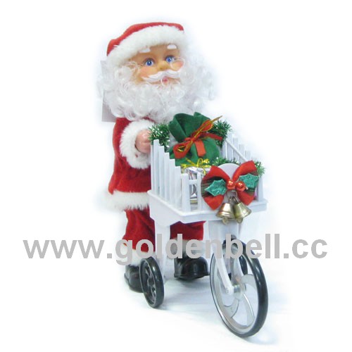 Hot-selling--9''santa, pushing the gift cart with nice xmas music