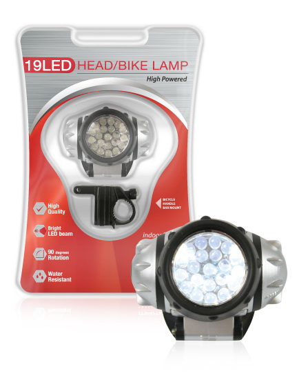LED bicycle head light with mini pump