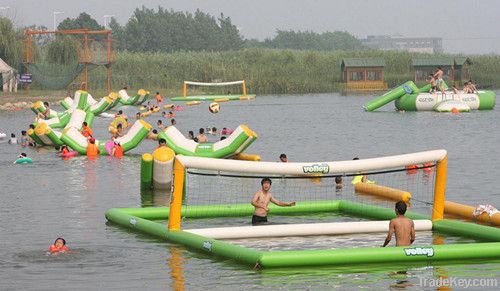 floating inflatable water volleyball field