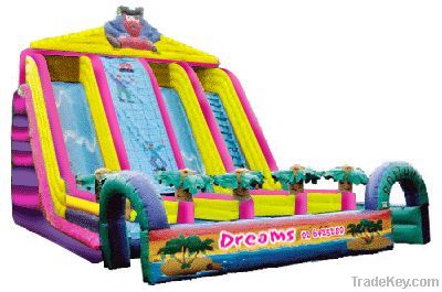 high quality inflatable slide with two lanes for commercial use