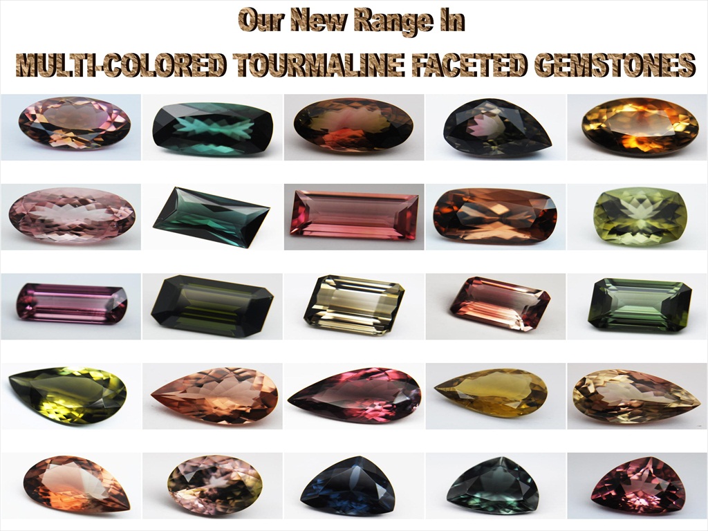 Multicolored Tourmaline faceted Gemstones