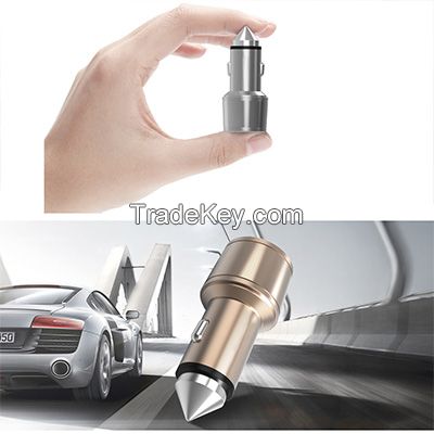 Safety Hammer Car Charger, 3.1A / 15w Dual USB Ports Car Charger
