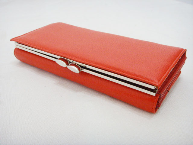 Women's Business/Credit Trifold Wallets Red Faux Leather Clutch bags F