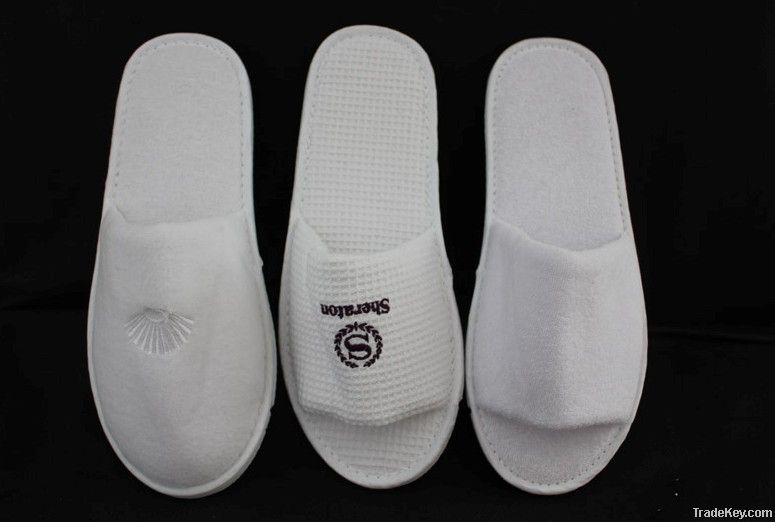 white hotel 100% cottom open toe slipper