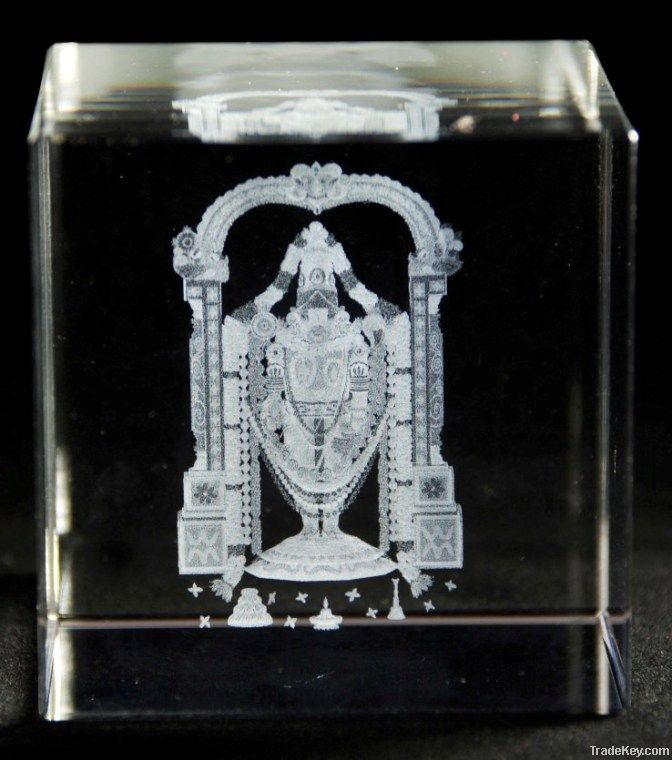 Religious Gift Balaji in 3D Crystal Cube