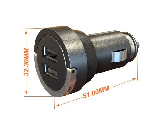 Dual USB auto car charger 5V 4A  Dual USB Car Charger Designed for Apple and Android Devices - BLACK