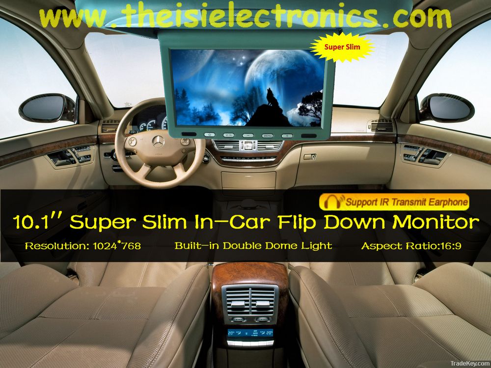 10'' Super Slim LED Roof Mount Flip Down Car Monitor