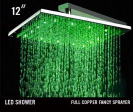 12" brass  squre led rain shower