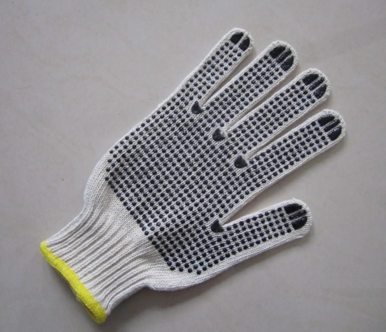 string knited glove, PVC dots glove