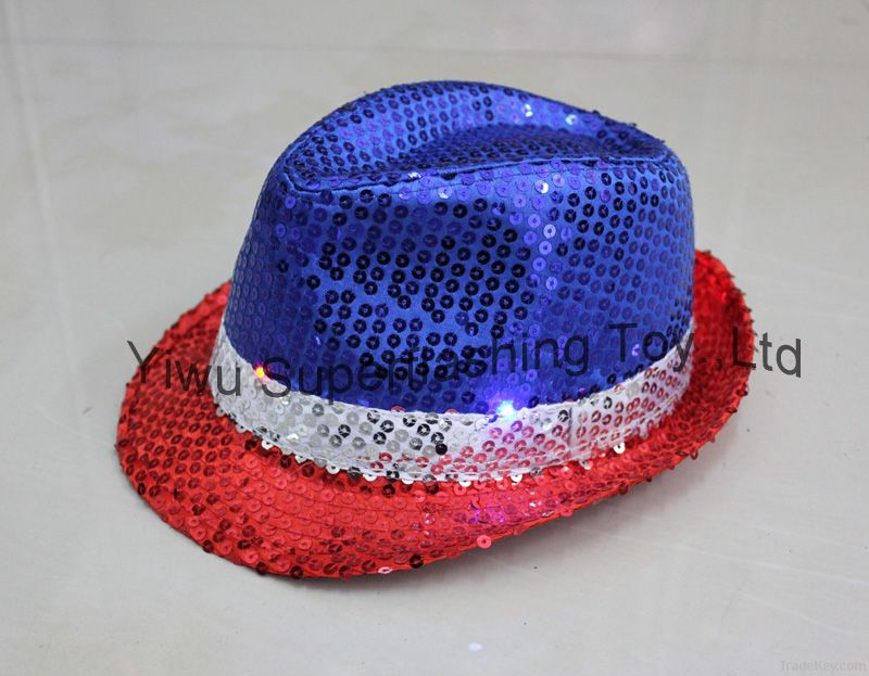 Light up Sequin Fedora hat