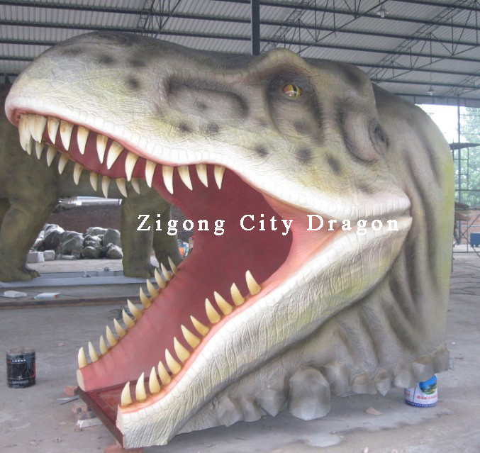 Amusement park dinosaur mouth entry
