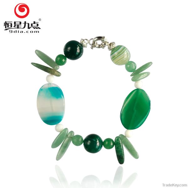 Natural Stone Bracelet include Green Agate, Aventurine and Tridacna