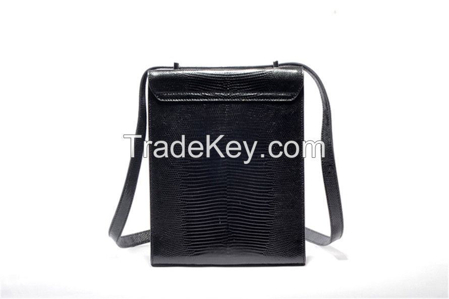 Lizard Shoulder Bag Black VL4003B