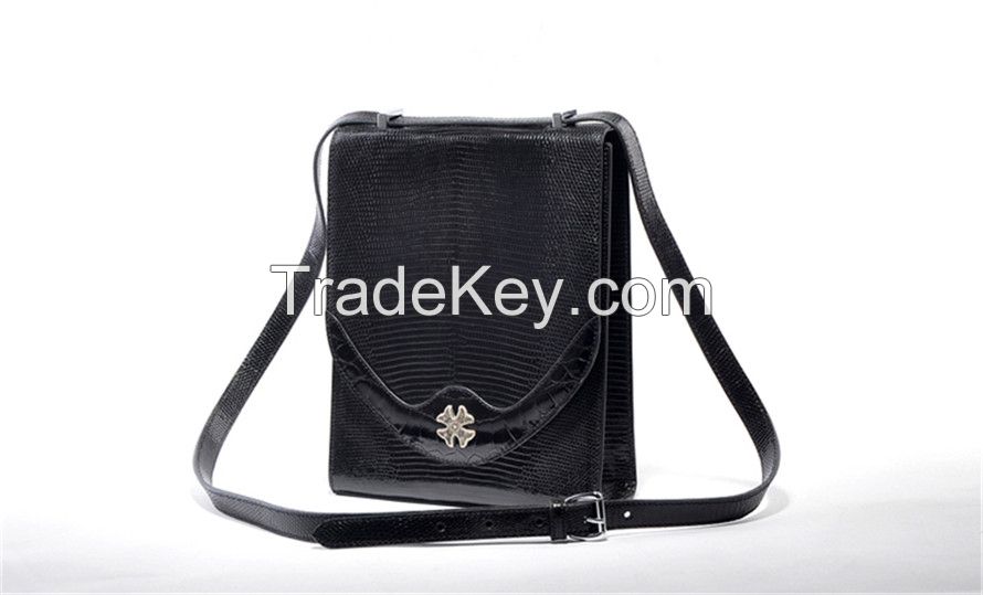 Lizard Shoulder Bag Black VL4003B