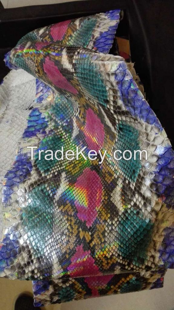 Customize Wholesale Genuine Python Snakeskin Hide Hand Painting Designs