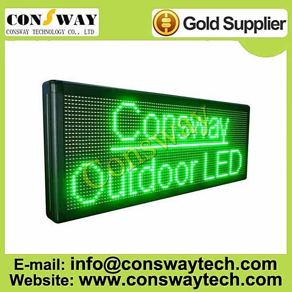 CE approved led messages display with Green color and size 104cm(W)*40cm(H)*7cm(D)