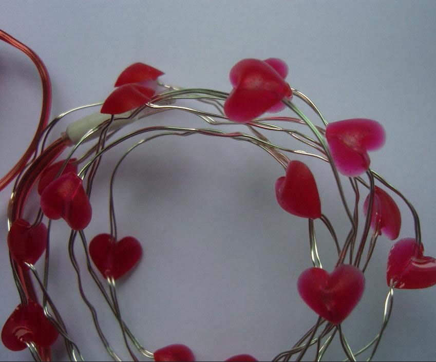 3 M/30 LED Red Love-heart Shape String Lights, Copper Wire Light string, Holiday lighting, Fairy Garland For Christmas Tree , Wedding Party Decoration ribbon LED copper string