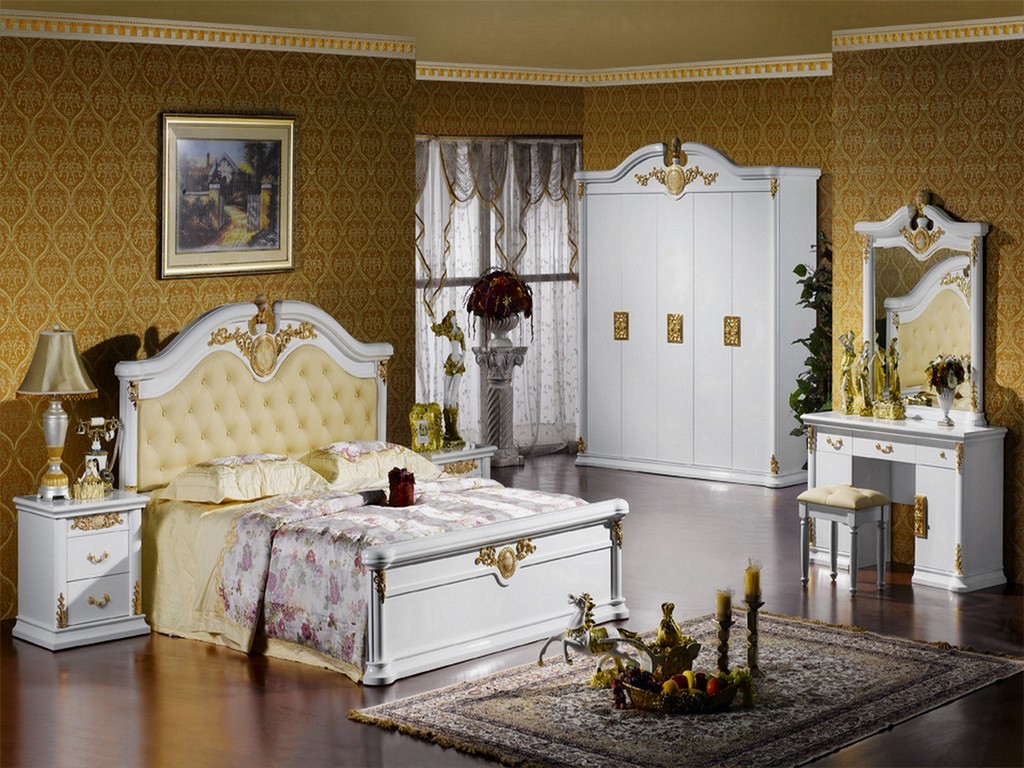 Elegant shine white wooden home furniture